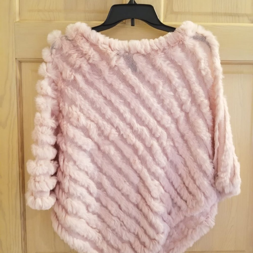 Pink Rabbit Fur Poncho NWOT